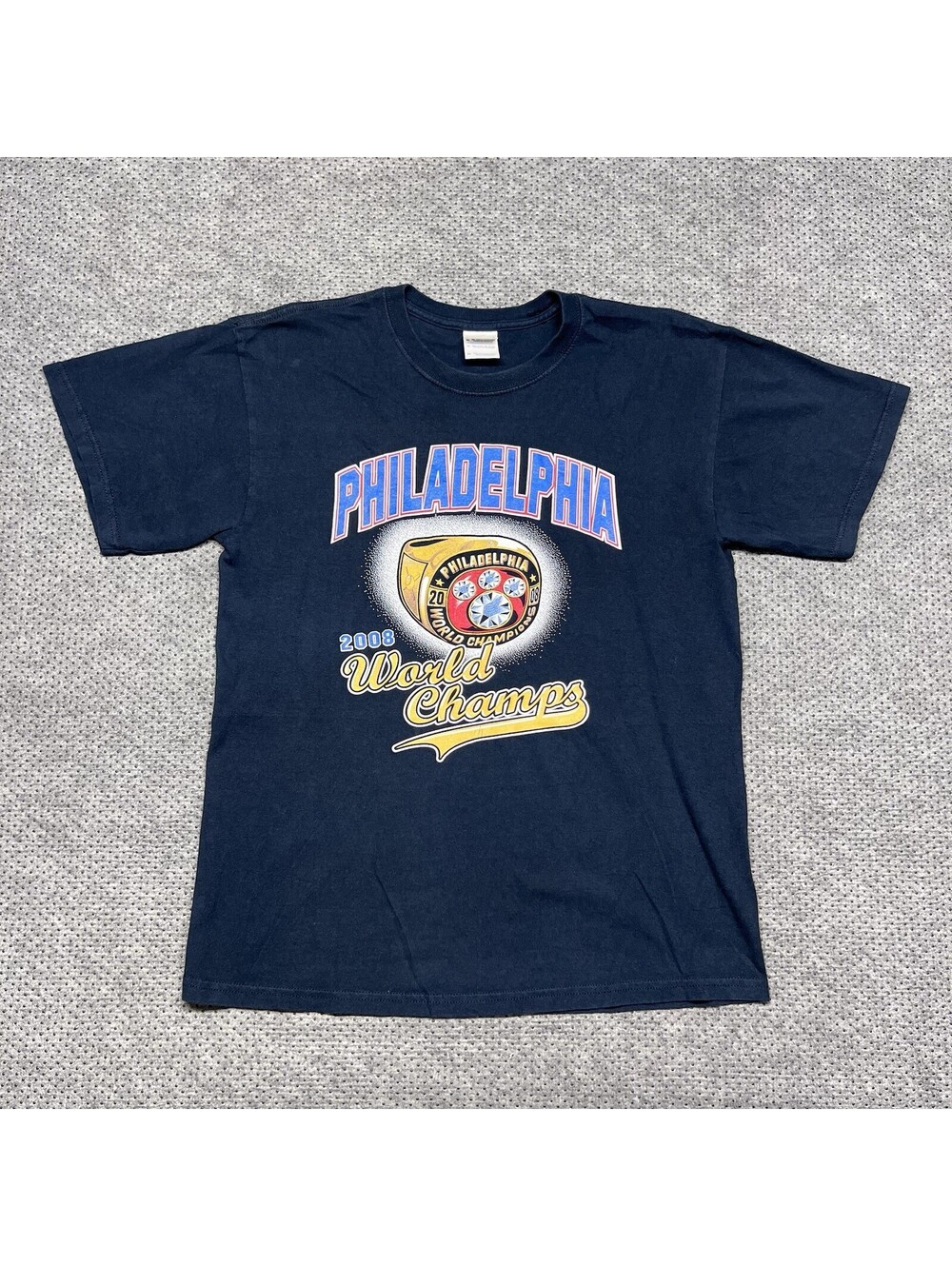 Vintage 2008 Philadelphia Phillies World Series Champions Ring T-Shirt Medium